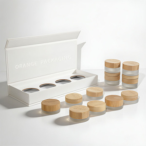 Tarro de vidrio engrosado de 5g con tapa de bambú, recipiente esmerilado <span class=keywords><strong>para</strong></span> crema facial, logotipo personalizado, recipiente a prueba de fugas <span class=keywords><strong>para</strong></span> bálsamo, suministro a granel de fábrica - Product Image 1