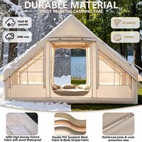 Tente de camping gonflable pour 6 à 8 personnes, avec fenêtre panoramique en PVC, couverture d'intimité, tissu Oxford 420D imperméable, poutres en PVC gonflables