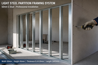 Profilé en C carré de 50 mm en acier léger, croisillon de plafond, croisillon de cloison sèche, galvanisé, prix usine