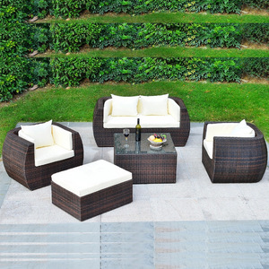 2025 hiện đại ngoài trời phòng khách thiết lập mới bán tròn mây sofa kết hợp cho sân vườn - Product Image 3