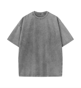 Camiseta de Hombre de Lujo con Efecto Desgastado, 100% Algodón, de Alta Calidad, Lisa, con Logotipo Vintage Personalizado, Lavado Ácido, Talla Grande - Product Image 3