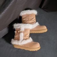 Bottes courtes d'hiver 2026 pour femme, à talon dissimulé, plateforme, imperméables, antidérapantes, doublées polaire, en coton extra-épais, décontractées