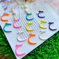 Collier pendentif arabe en laiton plaqué or 18 carats personnalisable bijoux de lettres musulmanes en émail coloré avec zircon pour enfants
