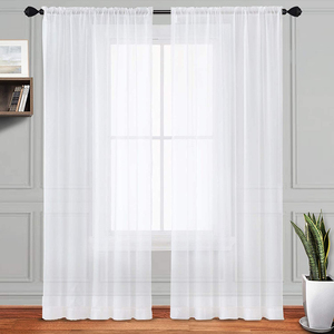 Semi transparenttulle bedroom window drape plain mesh polyester knit white <span class=keywords><strong>voile</strong></span> sheer curtains fabric - Product Image 1