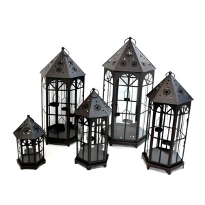 Wholesale <b>Black</b> Metal Moroccan Candle Holder <b>Lanterns</b>-Modern Festive Style Handmade Christmas Home & Patio Decorations - Product Image 4