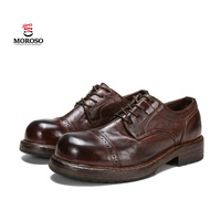 Chaussures Derby pour Homme Personnalisées Modèle MOROSO 8118 à Lacets, en Cuir de Cheval Lavé, à Bout Cap Toe, Cousu Goodyear, Teinture à la Rouleau, Tannage au Tambour