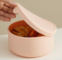 2025 nouveau sans BPA multi-fonction Portable étanche boîtes à repas déjeuner accessoire rond Silicone conteneurs enfants Bento boîte à déjeuner