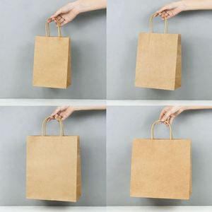 Sac en papier kraft imprimé avec logo personnalisé, emballage à emporter, sac en papier kraft brun avec poignée - Product Image 6
