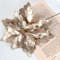 Poinsettia doré paillettes fleurs de Noël décorations artificielles pour arbre pour la saison des vacances