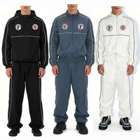 Pantalon de survêtement sportif évasé avec veste zippée assortie en nylon, tenue décontractée pour l'entraînement en extérieur, streetwear britannique, survêtement de football ultraléger pour homme