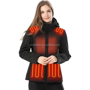 Unisex Carbon Fiber Heated Winter Jacket Soft Shell With Print Pattern Windproof Powered By Clothing For Outdoor Mountain Use