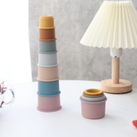 Juguete de Vasos Apilables para Bebés, Divertido y Educativo, Vasos Apilables de Silicona Suave, Juguete de Dentición, Torre de Apilamiento para el Aprendizaje Temprano