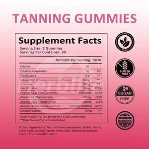 OEM ODM Best-seller Gummies de bronzage quotidien sans soleil Suppléments autobronzants avec astaxanthine et vitamines Supplément de santé - Product Image 3