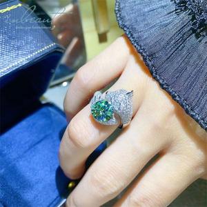 Серебряное 925 Оригинальное кольцо с бриллиантами в форме леопарда, 2 карата - Product Image 4