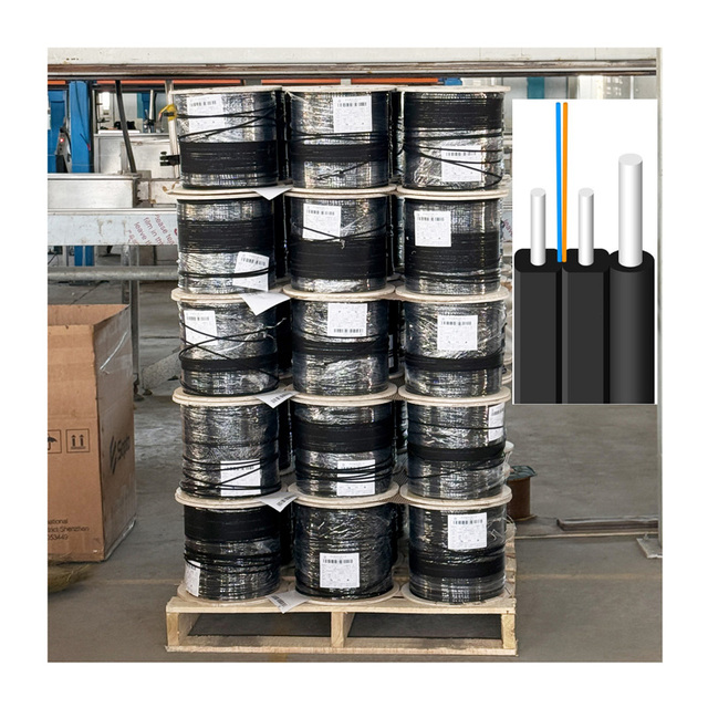 GJYXCH Drop Cable FTTH Outdoor Aerial 1 2 4 Core Single Mode G652D G657A1 Optical Fiber Cable 3 Steel Wires Flat Cable
