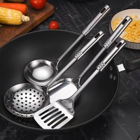 Ensemble d'Ustensiles de Cuisine en Acier Inoxydable pour la Restauration, Comprenant Cuillère, Spatule et Pelle à Frire, pour la Vente en Gros