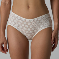 Celana Dalam Wanita Model Boxer Pinggang Sedang, Renda Bunga Putih, Tipis, Transparan, Bernapas, Bahan Katun Nilon