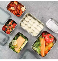 Boîte à lunch empilable en acier inoxydable avec couvercle transparent ventilé, 1-3L, pour la conservation des aliments frais au réfrigérateur, respectueuse de l'environnement