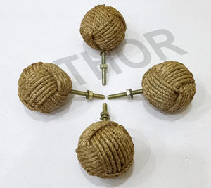 Ensemble de six poignées de tiroir en Jute nautique, naturel, rond, 50mm, boutons de tiroir fantaisie - Product Image 5