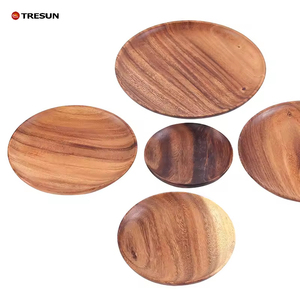 Plateau rond en bois d'acacia minimaliste personnalisé en gros, noir, pour la maison et la restauration, pour les aliments, les mariages, les hôtels - Product Image 5