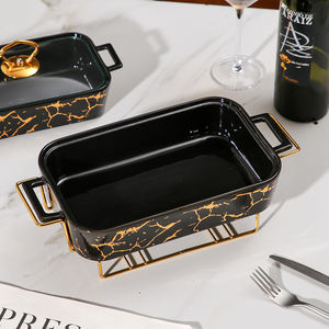 Yurtrain, bandeja de calentamiento rectangular de cerámica duradera de lujo y juego de platos de cazuela con cubierta de vidrio, mantiene la comida caliente, ollas de cocina - Product Image 3