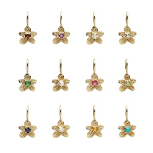 Europe United States New Stainless Steel DIY12 Birthstone Pendant Necklace Butterfly <b>Cross</b> Shape Link 18K Gold Vacuum Plating - Product Image 1