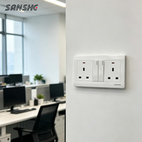 Interruptores de Luz y Tomas de Corriente de Pared con Panel Completo de Lujo Tipo 147 86 Estándar del Reino Unido SANSHE CE, con USB Tipo-C, para Decoración de Hogar, Hotel y Oficina
