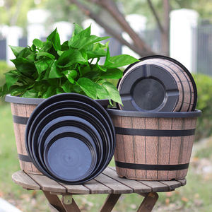 Thickened Plastic <strong>Flower</strong> <strong>Pot</strong> Vintage Wine Barrel Holed Courtyard Resin <strong>Large</strong> Water Lilies <strong>Flower</strong> <strong>Pot</strong> - Product Image 3