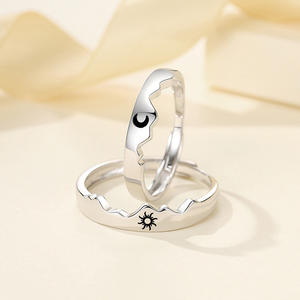 ファッション925スターリングシルバーサンムーンスターカップルリング結婚指輪カップル用プロミスリング - Product Image 4