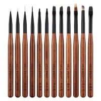 Ensemble de 12 pinceaux à ongles professionnels avec manche en bois de qualité supérieure pour salon, stylo de peinture au gel écologique avec logo personnalisé
