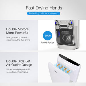 Nuovo Design asciuga mani commerciale a parete ABS sensore automatico in plastica 1800W elettrico verticale asciugamani per bagno - Product Image 3