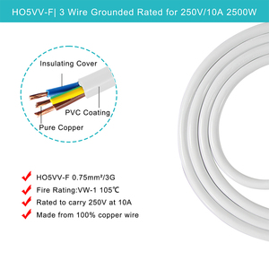 Asta ปลั๊กฟิวส์ BSI ตัวขยาย250V C5โคลเวอร์สายเคเบิล Cloverleaf Type g AC CORD สีขาว - Product Image 5