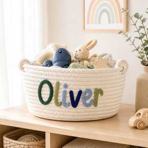 Cesta de Almacenamiento para Bebé Personalizada con Nombre, Contenedor Personalizado para Guardería, Regalo para Recién Nacido, Regalo para Baby Shower, Decoración para Guardería, Organizador de Habitación - Product Image 1