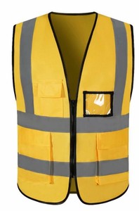 Gilet de sécurité <span class=keywords><strong>haute</strong></span> <span class=keywords><strong>visibilité</strong></span> avec logo <span class=keywords><strong>personnalisé</strong></span>, <span class=keywords><strong>veste</strong></span> réfléchissante de classe 3 avec plusieurs poches et fenêtre d'identification - Product Image 3