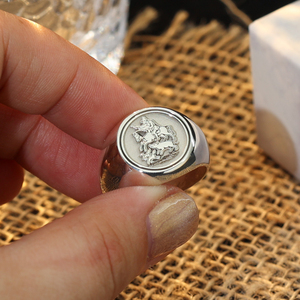 Chunky 925 Bạc signet Nhẫn 15mm tùy chỉnh khắc logo cá nhân chữ vòng quyến rũ người đàn ông Nhẫn cho cha Quà Tặng bán buôn - Product Image 3