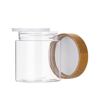 Pot cosmétique en plastique ambré givré avec couvercle en bambou pour gommage corporel, beurre corporel, crème, avec logo personnalisé, 50g, 150g, 200g, 250g, 500g, 600g