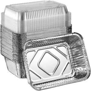 Boîte à lunch rectangulaire en aluminium alimentaire avec couvercle en plastique, <span class=keywords><strong>barquette</strong></span> <span class=keywords><strong>jetable</strong></span> en aluminium pour <span class=keywords><strong>barbecue</strong></span> - Product Image 1