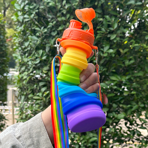 אוייאדה לוגו מותאם אישית 500 מ "ל לשימוש חוזר bpa חינם ספורט מסיליקון בקבוק חדר כושר לילדים בקבוק מים מתקפלים - Product Image 4