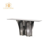 Meubles miroir pour la maison, table de couloir en métal de luxe, console moderne avec plateau en verre à vendre