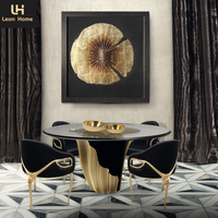 Table de salle à manger légère de luxe minimaliste en cuivre et acier inoxydable avec cadre en or pour restaurant et maison