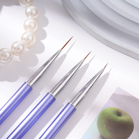 Nouveau stylo à points et pinceau à liner double embout en nylon plat pour le style de gel UV et la peinture d'ongles