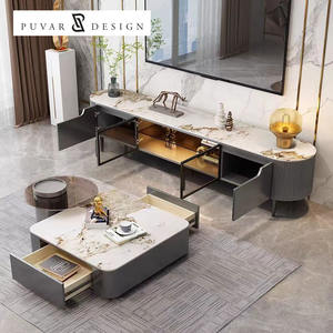 Modern Living Room <strong>TV</strong> Cabinet Furniture Square Rock <strong>Tray</strong> Tea Table High-end Gray Wooden <strong>TV</strong> Cabinet - Product Image 6
