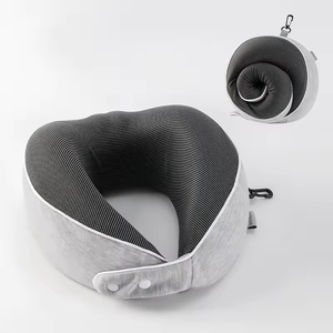 Luxury Velvet Travel Neck Pillow U-Shaped <b>Memory</b> <b>Foam</b> Headrest Breathable Striped Fabric Support for Flight Sleeping - Product Image 6