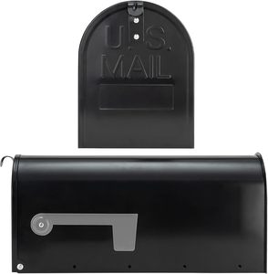 Boîtes aux lettres en métal noir pour montage extérieur, boîte aux lettres standard, boîte aux lettres en acier galvanisé robuste, capacité moyenne - Product Image 1