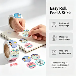 Self Adhesive Round Labels <b>Waterproof</b> Die Cut Adhesive Paper <b>Stickers</b> for Packaging - Product Image 2