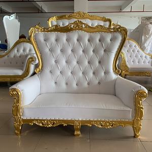 Vintage Blanc + Or Royal Or Sculpté En Bois Massif Meubles De Mariage Canapé D'attente - Product Image 1