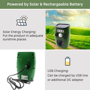 Répulsif électronique pour animaux en ABS, rechargeable à l'énergie solaire, étanche, à ultrasons, avec capteur PIR, pour oiseaux, martres, chiens, chats et singes - Product Image 4