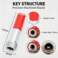 Buse de sablage pneumatique Born Machinery 145 mm à simple entrée d'air, avec trou intérieur en carbure de tungstène de 7,9 mm pour surfaces de précision