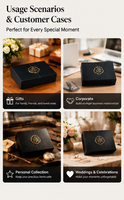 Emballage rigide noir personnalisé, surface gaufrée, estampage à chaud doré, ruban intérieur pour bijoux, cadeaux d'affaires, boîte cadeau rigide
