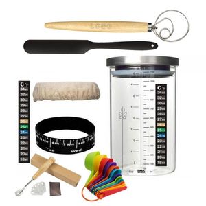 Kit de démarrage de levain fermenté en promotion avec pot en verre, couvercle, thermomètre, spatule en silicone et couverture en tissu pour la cuisine - Product Image 2